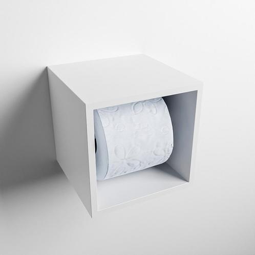 MONDIAZ Easy Toiletrolhouder CUBE 160 solid surface  16x16cm, Doe-het-zelf en Verbouw, Sanitair, Bad, Nieuw, Ophalen of Verzenden
