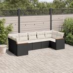 vidaXL 7-delige Loungeset met kussens poly rattan zwart, Verzenden, Nieuw, Rotan, Loungeset