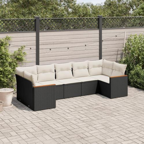 vidaXL 7-delige Loungeset met kussens poly rattan zwart, Tuin en Terras, Tuinsets en Loungesets, Loungeset, Nieuw, Rotan, Verzenden
