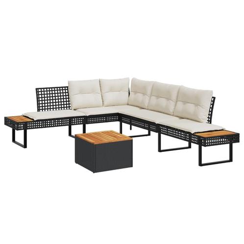 vidaXL 2-delige Loungeset met kussens poly rattan en, Tuin en Terras, Tuinsets en Loungesets, Loungeset, Nieuw, 2 zitplaatsen