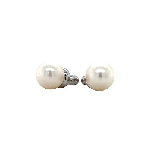 Witgouden creoolhangers met parel 14 karaat, Sieraden, Tassen en Uiterlijk, Oorbellen, Wit, Zo goed als nieuw, Goud, Verzenden