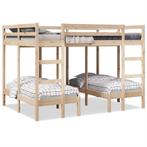 vidaXL Stapelbed 3-voudig massief grenenhout 140x200/70x140, Huis en Inrichting, Slaapkamer | Bedden, Bruin, Verzenden, 140 cm