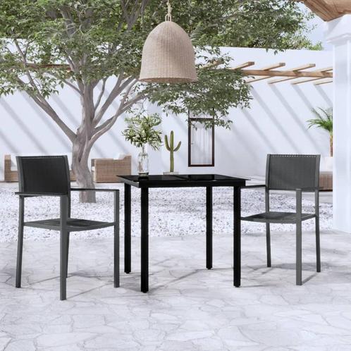 vidaXL 3-delige Tuinset zwart, Tuin en Terras, Tuinsets en Loungesets, Tuinset, Nieuw, 2 zitplaatsen, Textileen, Verzenden