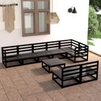 vidaXL 9-delige Loungeset massief grenenhout zwart, Tuin en Terras, Tuinsets en Loungesets, Verzenden, Nieuw, Loungeset