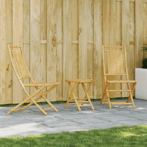 vidaXL 3-delige Bistroset bamboe, Tuin en Terras, Tuinsets en Loungesets, Nieuw, Hout, Verzenden