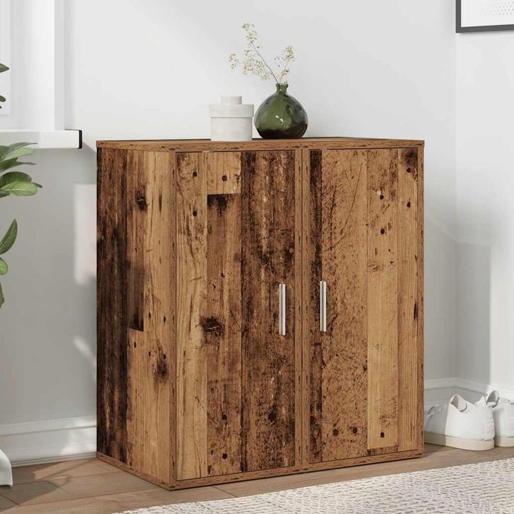 vidaXL Schoenenkasten 2 st 32x35x70 cm bewerkt hout oud, Huis en Inrichting, Kasten | Schoenenrekken, Nieuw, Verzenden