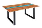 Massieve eettafel LIQUID 160cm bruin acaciahout boomrand, Ophalen of Verzenden, Nieuw