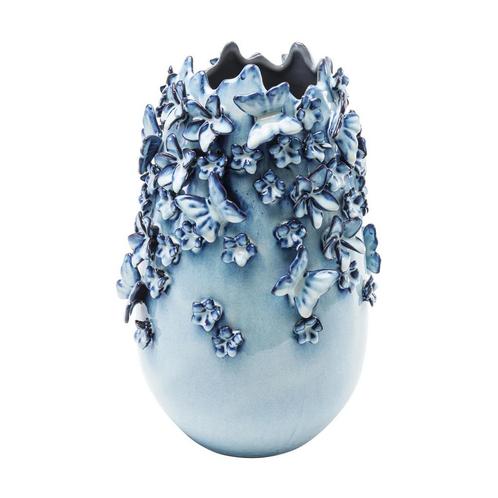 *WOONWINKEL* Kare Design Butterflies 35 Blauwe Vaas Met Vlin, Huis en Inrichting, Woonaccessoires | Overige, Nieuw, Verzenden