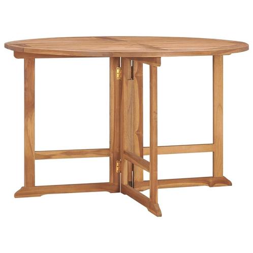 vidaXL Tuintafel inklapbaar Ø110x75 cm massief teakhout, Tuin en Terras, Tuintafels, Nieuw, Hout, Verzenden