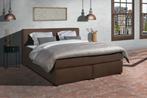 Mörgenn Boxspring Parga - Bruin Lederlook - 90x200 cm, Verzenden, Nieuw, Bruin, Modern