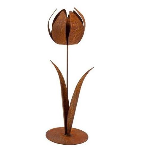 Roest decoratieve tulp 9x27 cm – Handgemaakte tuindecoratie, Tuin en Terras, Tuinwanddecoratie, Verzenden