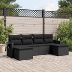 vidaXL 6-delige Loungeset met kussens poly rattan zwart, Verzenden, Nieuw, Rotan, Loungeset
