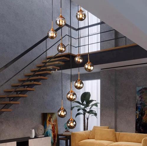 NIEUW Hanglamp Amber, Transparant, Smoke Grey - Amber Glas, Huis en Inrichting, Lampen | Hanglampen, Nieuw, Glas, Metaal, Verzenden
