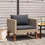 vidaXL Tuinbank eenzits met kussens poly rattan beige, Verzenden, Nieuw, Rotan