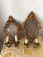 Wandkandelaar (2) - Hout, IJzer, Set wanddecoraties in