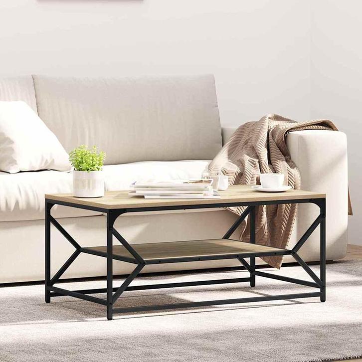 vidaXL Salontafel Sonoma Eiken 90 x 50 x 40 cm, Huis en Inrichting, Tafels | Salontafels, Nieuw, 50 tot 100 cm, Overige houtsoorten