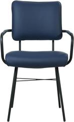 Blauwe leren industriële design eetkamerstoel - Toledo Leer, Huis en Inrichting, Stoelen, Overige kleuren, Nieuw, Ophalen of Verzenden