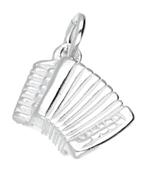 Zilveren Accordeon ketting hanger, Nieuw, Verzenden