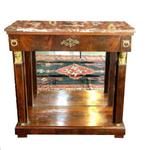 Wandtafel - Trumeau, wandtafel met lade en spiegel. -