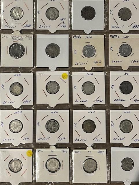 Nederlandse zilveren kwartjes - periode 1849-1925 - 20 stuks, Postzegels en Munten, Munten | Nederland, Losse munt, Koning Willem I
