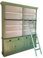 Boekenkast bleekgroen met trap Kesteren 200 x 240cm, Huis en Inrichting, Kasten | Boekenkasten, Ophalen of Verzenden, Nieuw