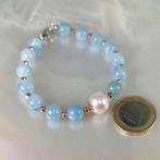 Armband Zilver Parel - Aquamarijn - SSP Ø11,4 mm roze, Sieraden, Tassen en Uiterlijk, Armbanden, Nieuw