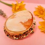 Antiek gouden broche/hanger met camee (Hanger of bedel), Ophalen of Verzenden, Gebruikt, Goud, Overige merken