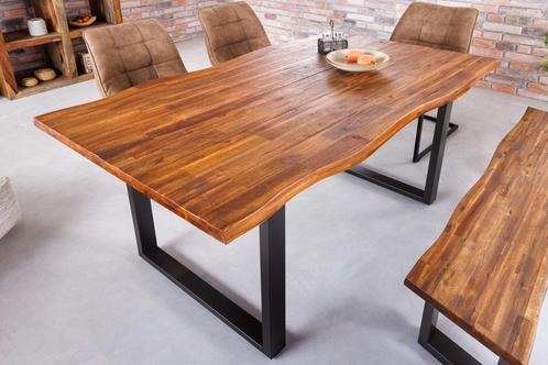 Massief houten eettafel GENESIS 140cm naturel antraciet, Huis en Inrichting, Tafels | Eettafels, Ophalen of Verzenden