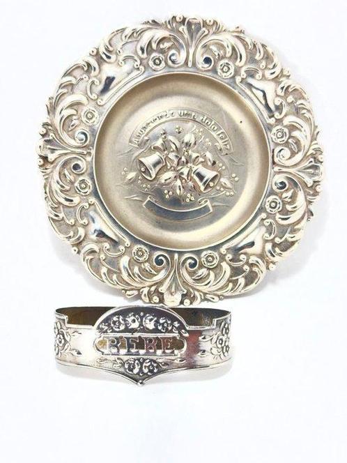 Figuur - Salver and napkin ring - .835 zilver, Antiek en Kunst, Antiek | Goud en Zilver