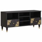 vidaXL TV-kast met lade Zwart 100 x 33 x 46 cm Massief Mango, Huis en Inrichting, Woonaccessoires | Cd- en Dvd-rekken, Verzenden