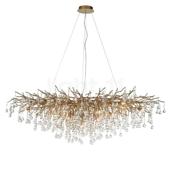 PAUL NEUHAUS Icicle Kroonluchter, messing - 150 cm, Huis en Inrichting, Lampen | Hanglampen, Nieuw, Verzenden