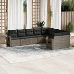 vidaXL 9-delige Loungeset met kussens poly rattan grijs, Verzenden, Nieuw, Rotan, Loungeset
