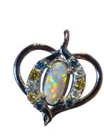 Medaille hanger Platina Opaal - Diamant - Solid Australische, Sieraden, Tassen en Uiterlijk, Antieke sieraden