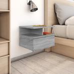 vidaXL Nachtkastje zwevend 40x31x27 cm bewerkt hout grijs, Minder dan 45 cm, Verzenden, Nieuw, Minder dan 55 cm