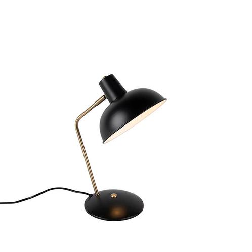 Retro tafellamp zwart met brons - Milou, Huis en Inrichting, Lampen | Tafellampen, Nieuw, Overige materialen, Minder dan 50 cm