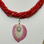 Cereza kwarts ketting met vierkante hematietkruis. - Ketting, Antiek en Kunst