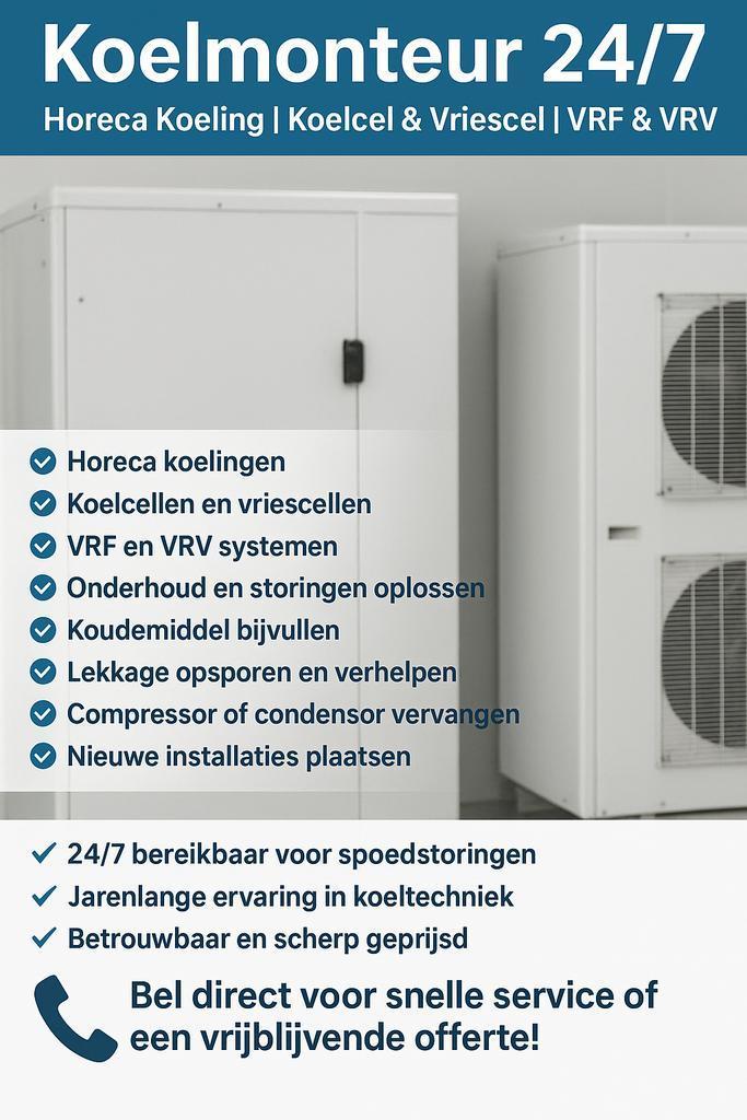 Koelmonteur 24/7 – Horeca Koeling | Koelcel &amp; Vriescel, Witgoed en Apparatuur, Koelkasten en IJskasten, Nieuw