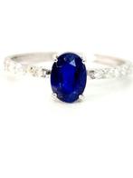 Ring - 18 karaat Witgoud Saffier - Diamant, Sieraden, Tassen en Uiterlijk, Ringen, Nieuw