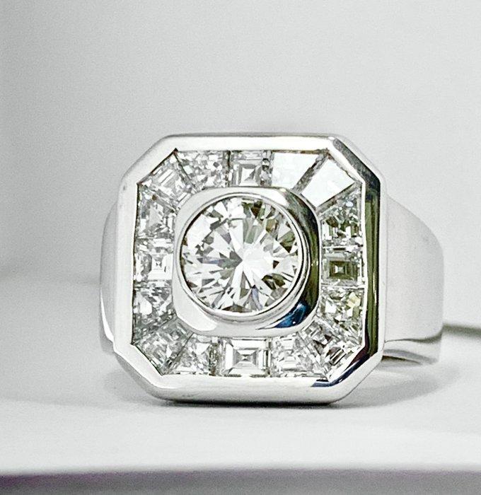 Statement ring - 18 karaat Witgoud - 1.75ct. tw. Diamant, Sieraden, Tassen en Uiterlijk, Antieke sieraden