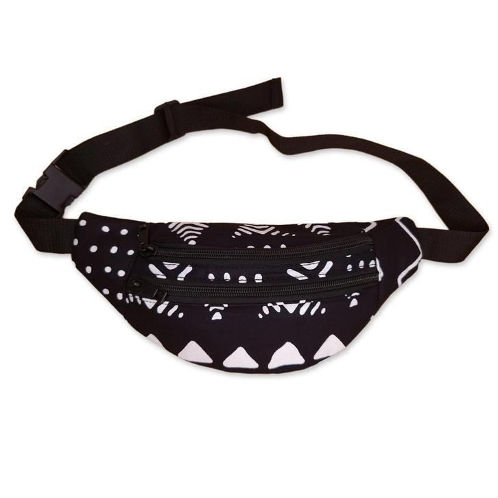 Afrikaanse print heuptasje / Fanny pack - Zwart / witte bogo, Sieraden, Tassen en Uiterlijk, Tassen | Damestassen, Nieuw, Ophalen of Verzenden