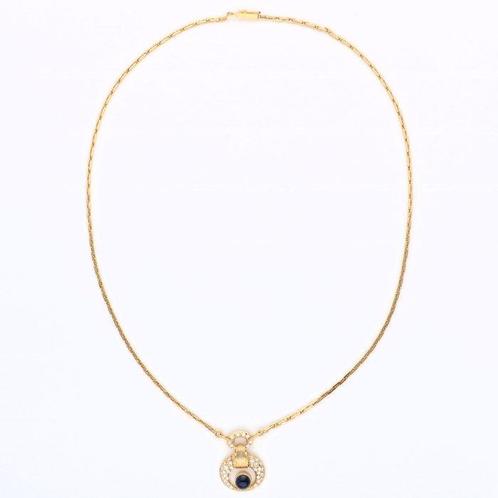 Halsketting - 18 karaat Geel goud - 1.11ct. tw. Saffier -, Sieraden, Tassen en Uiterlijk, Kettingen