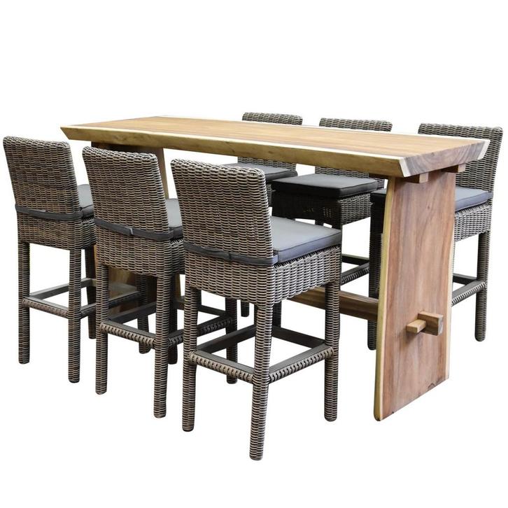 Barset Londen boomstam 220x70xH110cm 7-delig, Tuin en Terras, Tuinsets en Loungesets, Nieuw, Ophalen of Verzenden