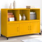 vidaXL Dressoir 100,5x39x72 cm staal mosterdgeel, 100 tot 150 cm, Verzenden, Nieuw, Metaal