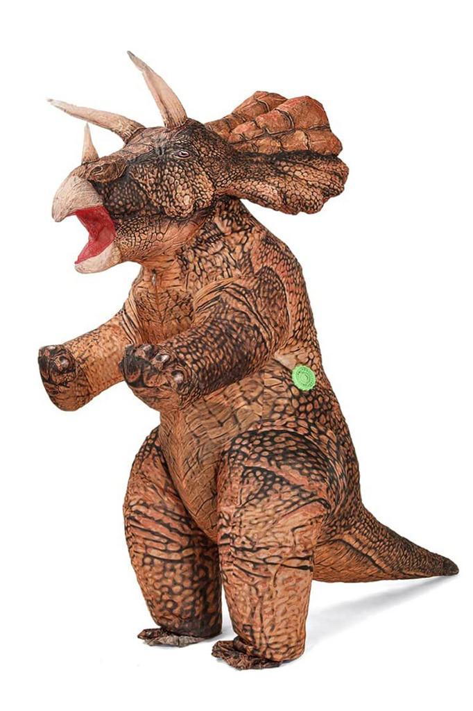 KIMU® Opblaas Kostuum Triceratops Bruin Opblaasbaar Pak Dino, Kleding | Heren, Carnavalskleding en Feestkleding, Kleding, Nieuw
