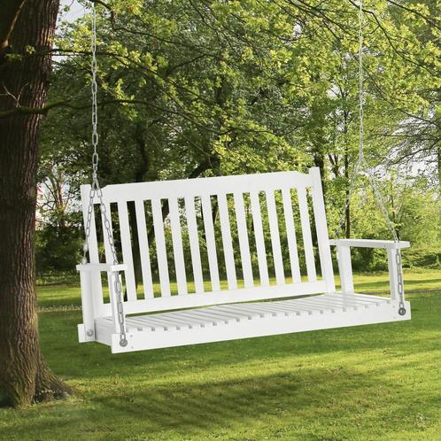 Schommelbank - LuxeGarden - Massief hout - Wit, Tuin en Terras, Overige Tuin en Terras, Nieuw, Ophalen of Verzenden