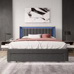 Gestoffeerd Tweepersoonsbed 160x200 cm met Lade, LED; USB, Verzenden, Nieuw