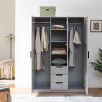 Kledingkast Eiselfing 176x120x52 cm met 4 vakken en 3 lades, Huis en Inrichting, Kasten | Kledingkasten, Verzenden, Nieuw