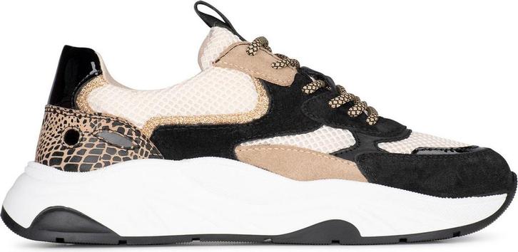 PS Poelman - Maat 38 - IVA Dames Sneakers - Zwart met, Kleding | Dames, Schoenen, Verzenden