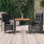 vidaXL 3-delige Tuinset met kussens poly rattan zwart, Verzenden, Nieuw, Rotan, Tuinset