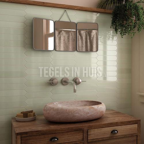 Wandtegel arrow blue green halite mint groen 5x25, Doe-het-zelf en Verbouw, Tegels, Wandtegels, Nieuw, 10 m² of meer, Keramiek